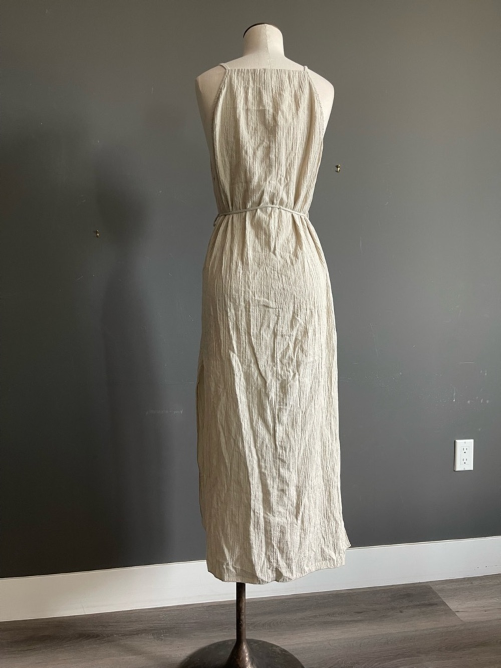 The Handloom Cotton Gauze Midi Dress Neutral Minimal Organic Ethical Ethereal - Picture 5 of 9